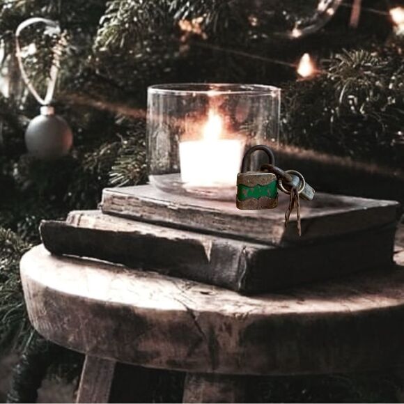 Vintage Rustic Rusty Decor Interlocked Mini Padlocks with Keys Set of 2 - Picture 3 of 16